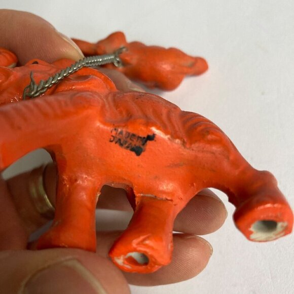 Orange Elephants Baby & Momma Mom Chained Japan Vintage - Picture 5 of 8